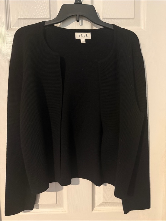 Elle Sweaters - ELLE Black Open-Front Knit Cardigan